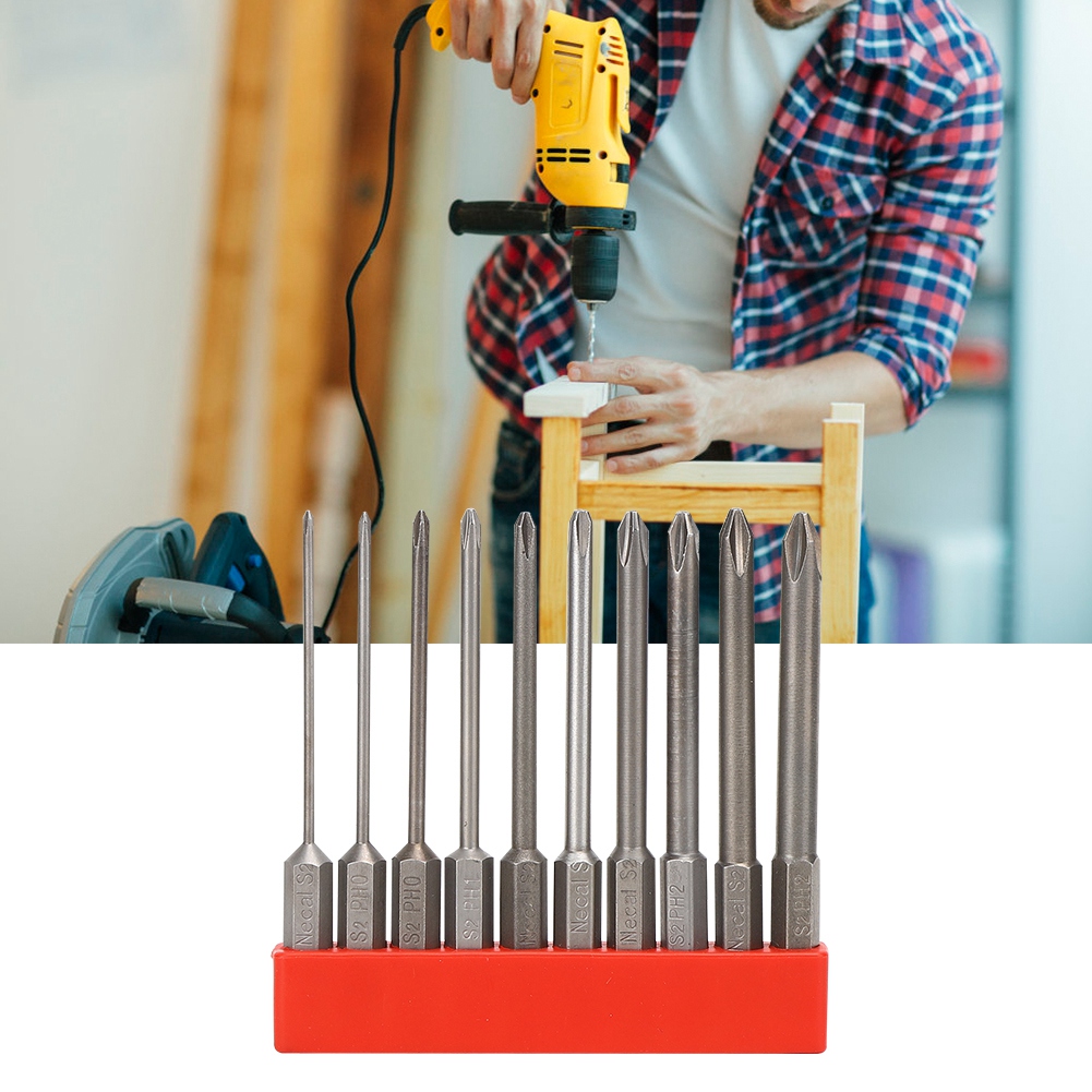 10-teiliges Set Magnetischer 1/4-zoll-schraubendreherbits Mit Sechskantschaft Aus Rutschfestem S2-legierungsstahl