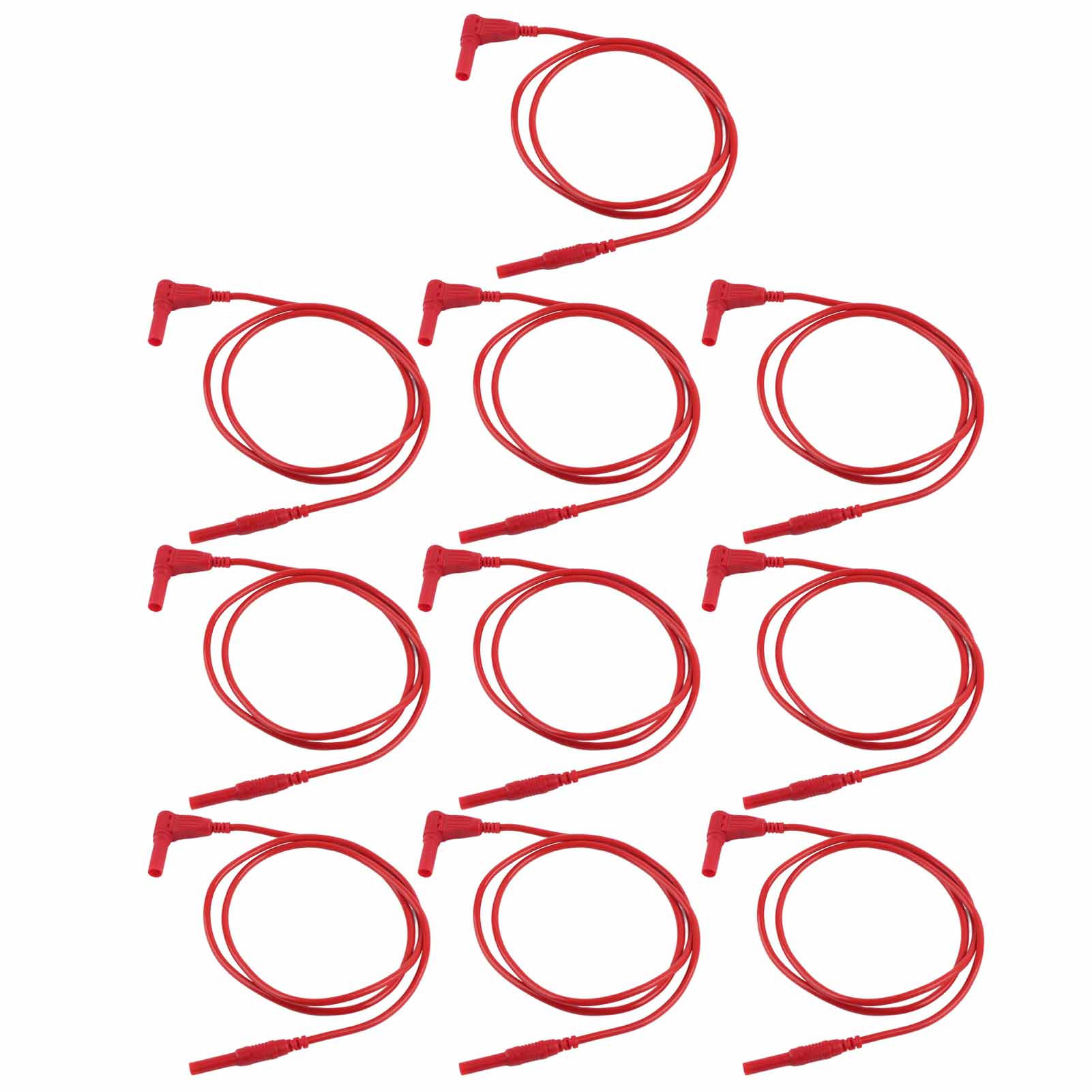 10er-set Bananenstecker-prüfleitungen, Gerade Auf Drehbar, Stecker Auf Stecker, Teleskopierbar, Schutz, J.70026, 4 Mm, Rot