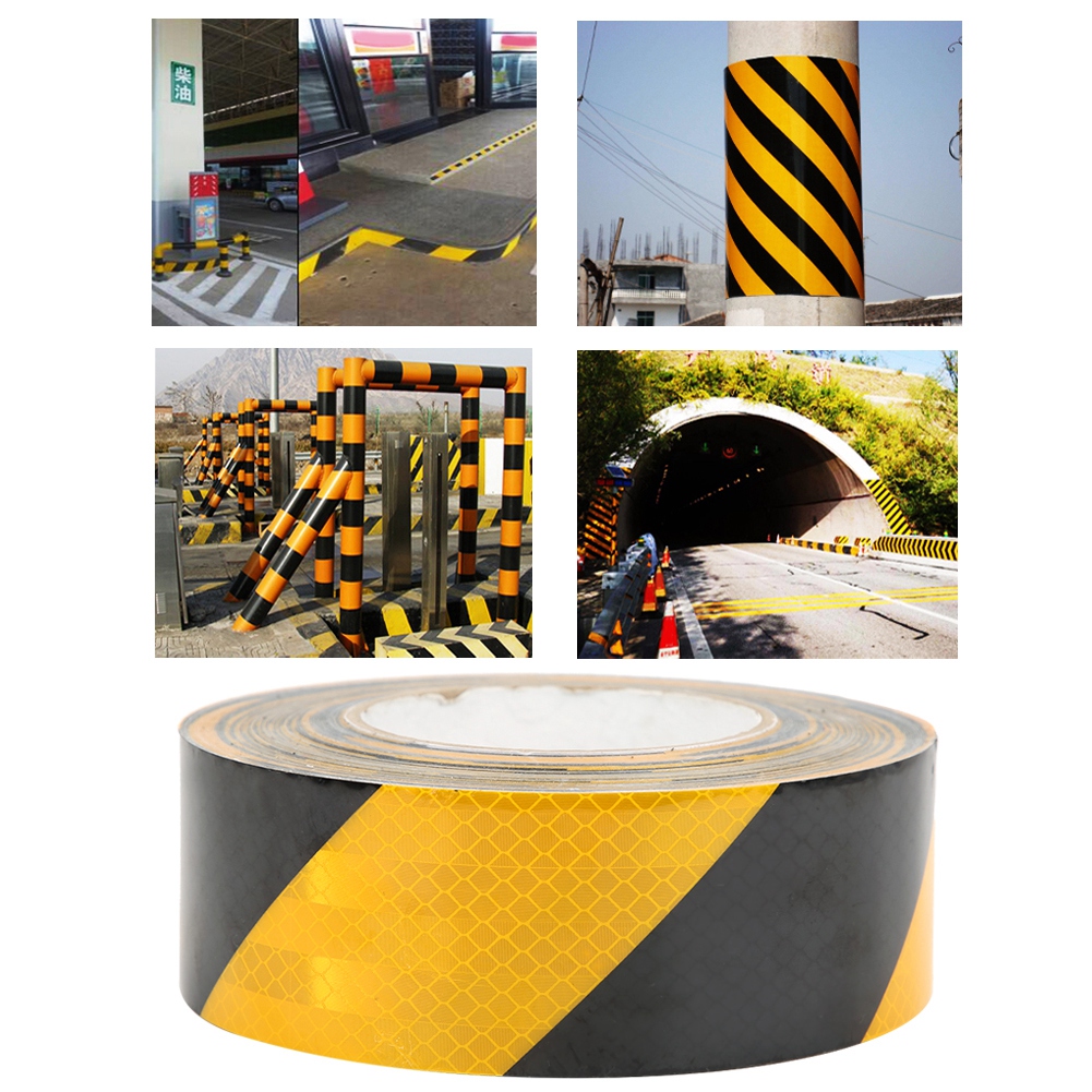 Schwarz-gelbes Reflektierendes Sicherheitswarnband, Selbstklebend, 50 Mm X 25 M