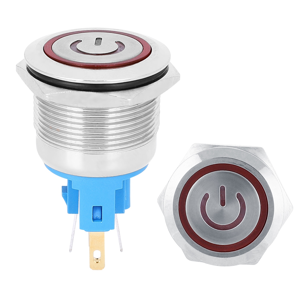 2 Stück Dc 3–6 V 22 Mm 6-polige Drucktaster Aus Edelstahl Mit Reset-taste Und Roter Beschriftung
