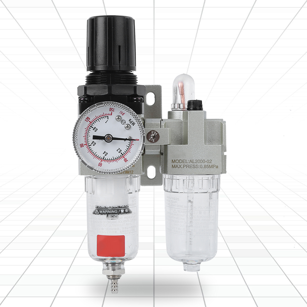Luft-öl-wasser-abscheider Doppelgerät, Gehäuse Aus Aluminiumlegierung, Schutzkappe Aus Eisen, Manometer