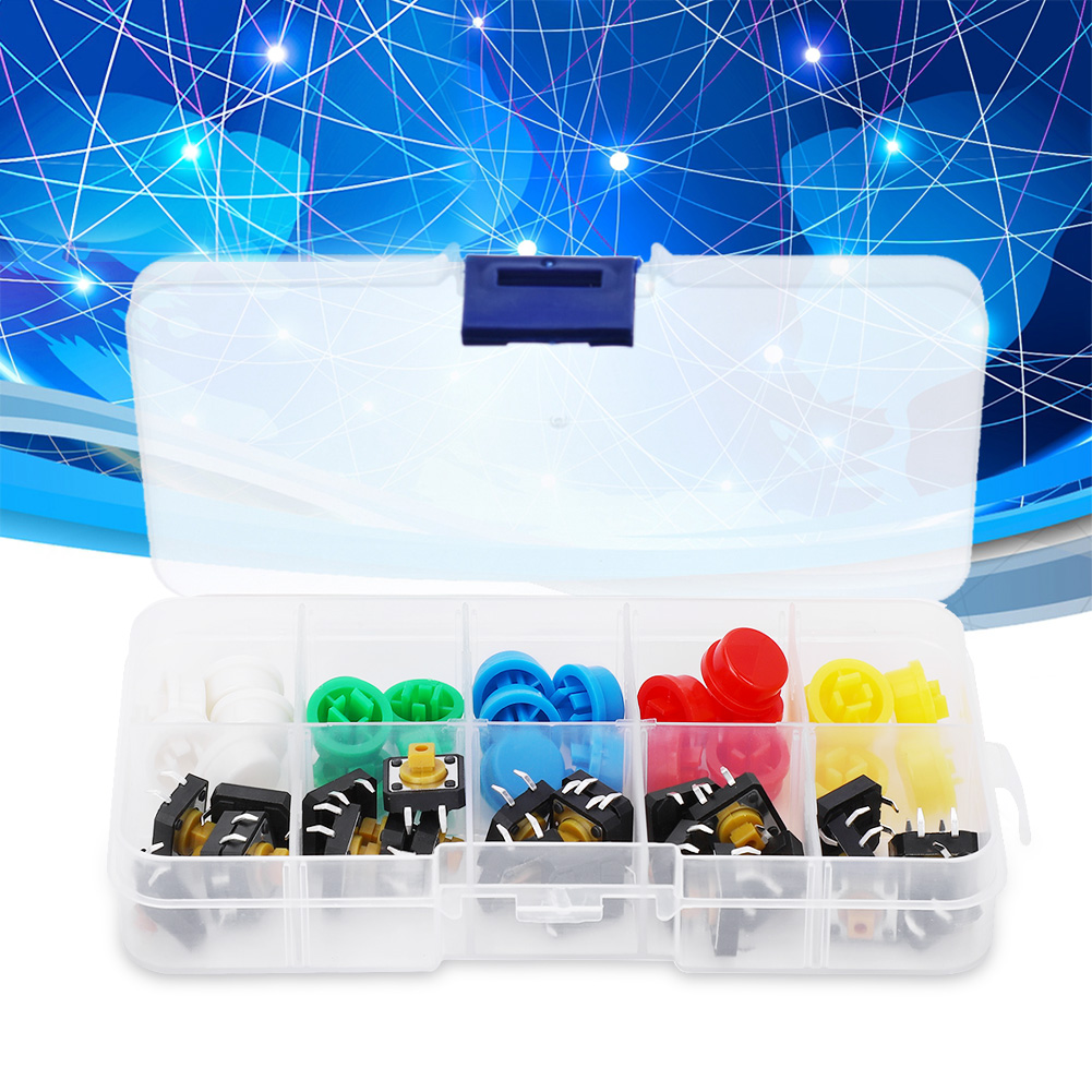 50 Stück Hochwertige Taktile Drucktaster Mit Runden Kappen In 5 Farben, 50 Ma, 12 V Dc