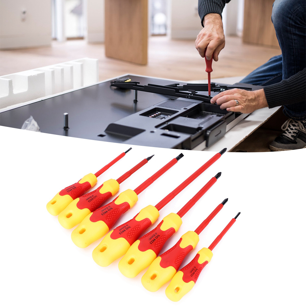 7-teiliges Set Isolierter Schraubendreher Mit Magnetischem Kopf Aus Chrom-vanadium-stahl – Elektriker-reparaturwerkzeug