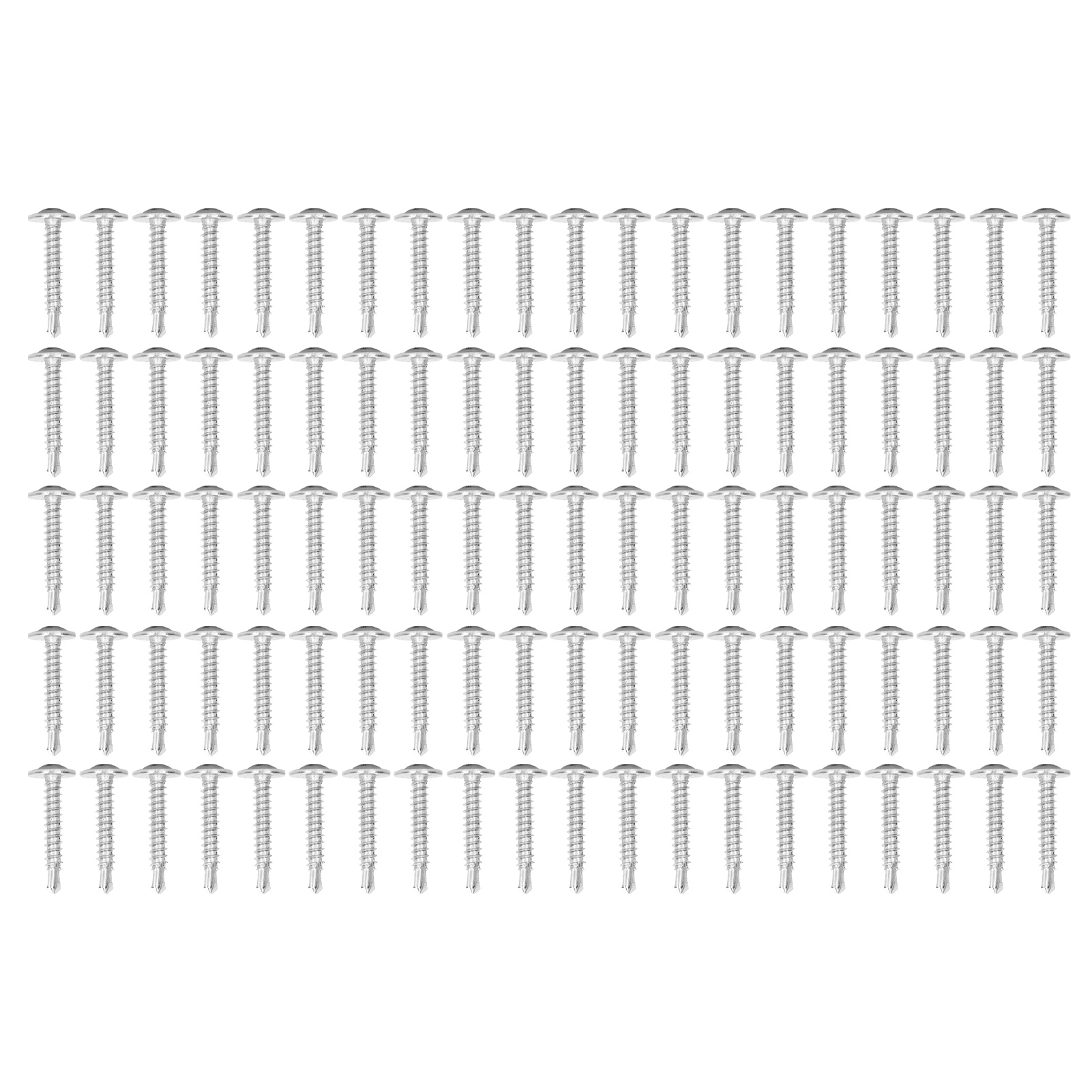 100 Stück Selbstschneidende Schrauben Fast Cross 410 Edelstahl Rundkopf Mit Unterlegscheibe 4,2 X 25 Mm