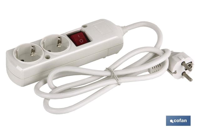 Cofan - Bipolare Basis 2 Steckdosen und 1,5 m Verlängerung mit Luminos-Schalter 16a250v