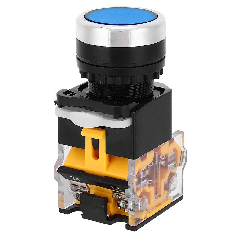 5 Stück 22 Mm 37 V–440 V Drucktaster, Selbstverriegelnd, Ohne Licht, Blau