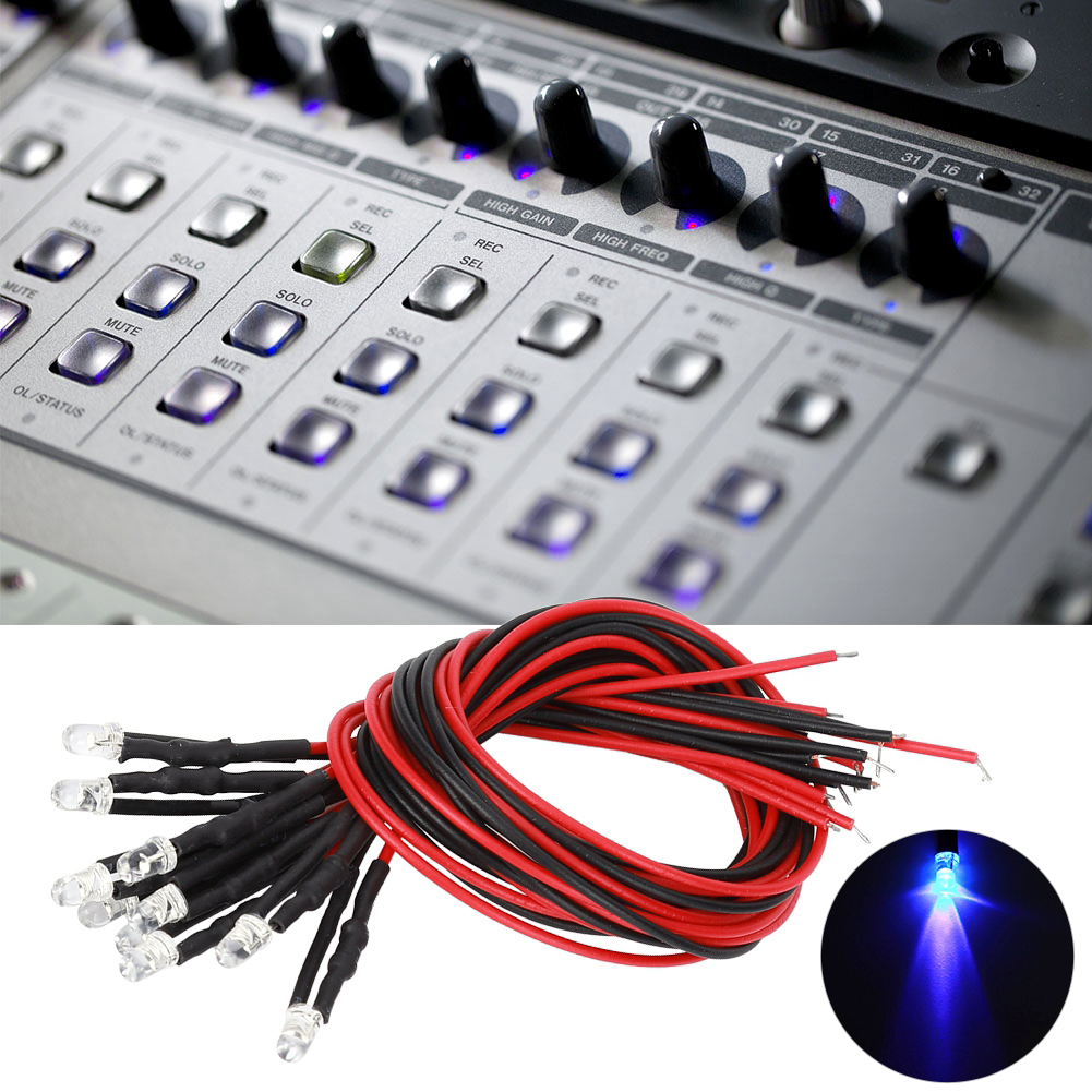12v Led-leuchtdiode Mit Kabelset, 3mm Runde Led-perlen, Violettes Licht