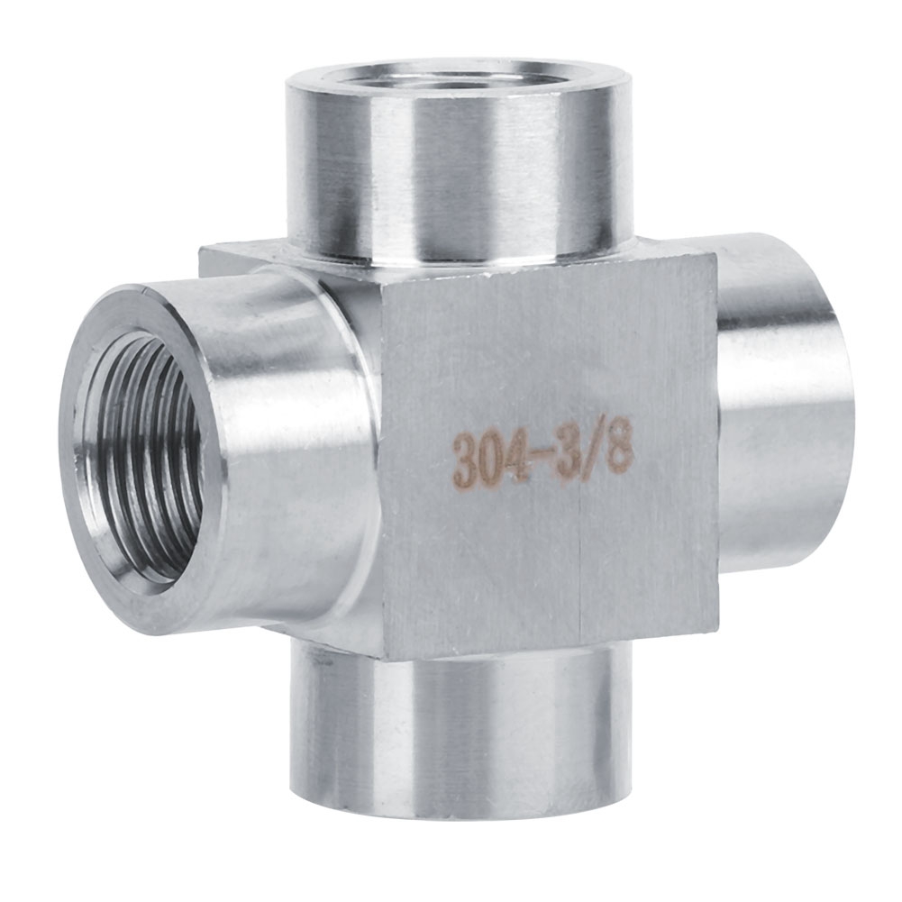 304 Edelstahl T-stück 4-wege G3/8 Innengewinde Rohrverbinder Adapter 4-wege G3/8