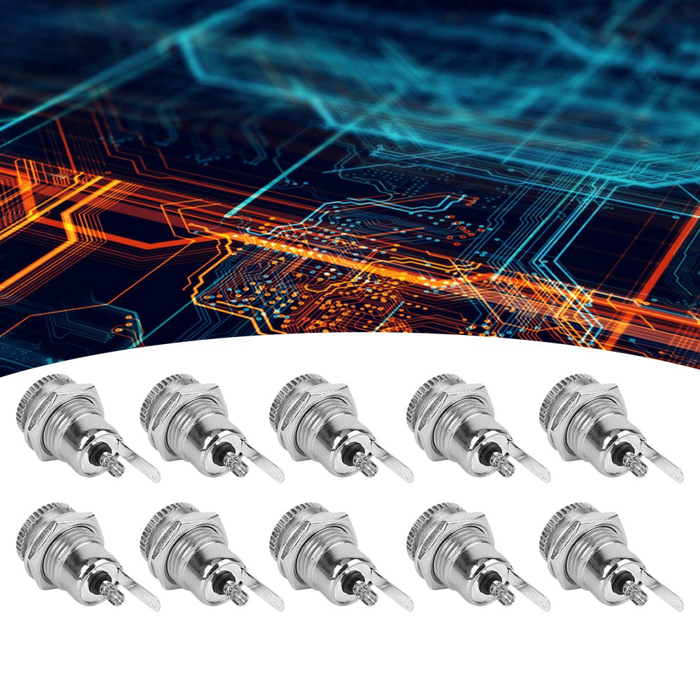 10 Stück Dc-netzteil-buchsen Mit Gewinde, Metall-einbaustecker Dc099