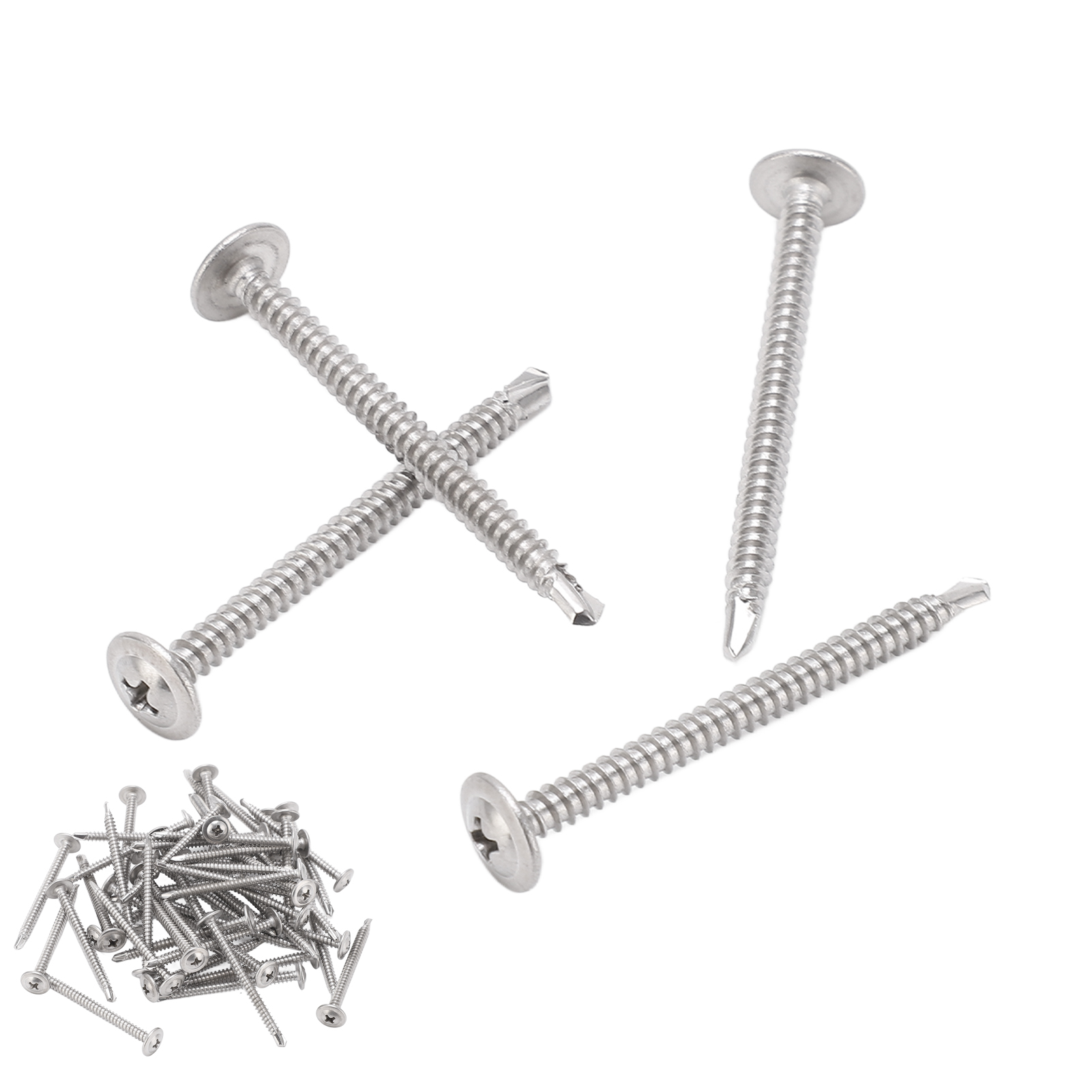 50 Stück Runde Unterlegscheiben-kopfschrauben Aus Edelstahl 304, M4,2 X 50, Selbstbohrend, Für Möbelreparaturen