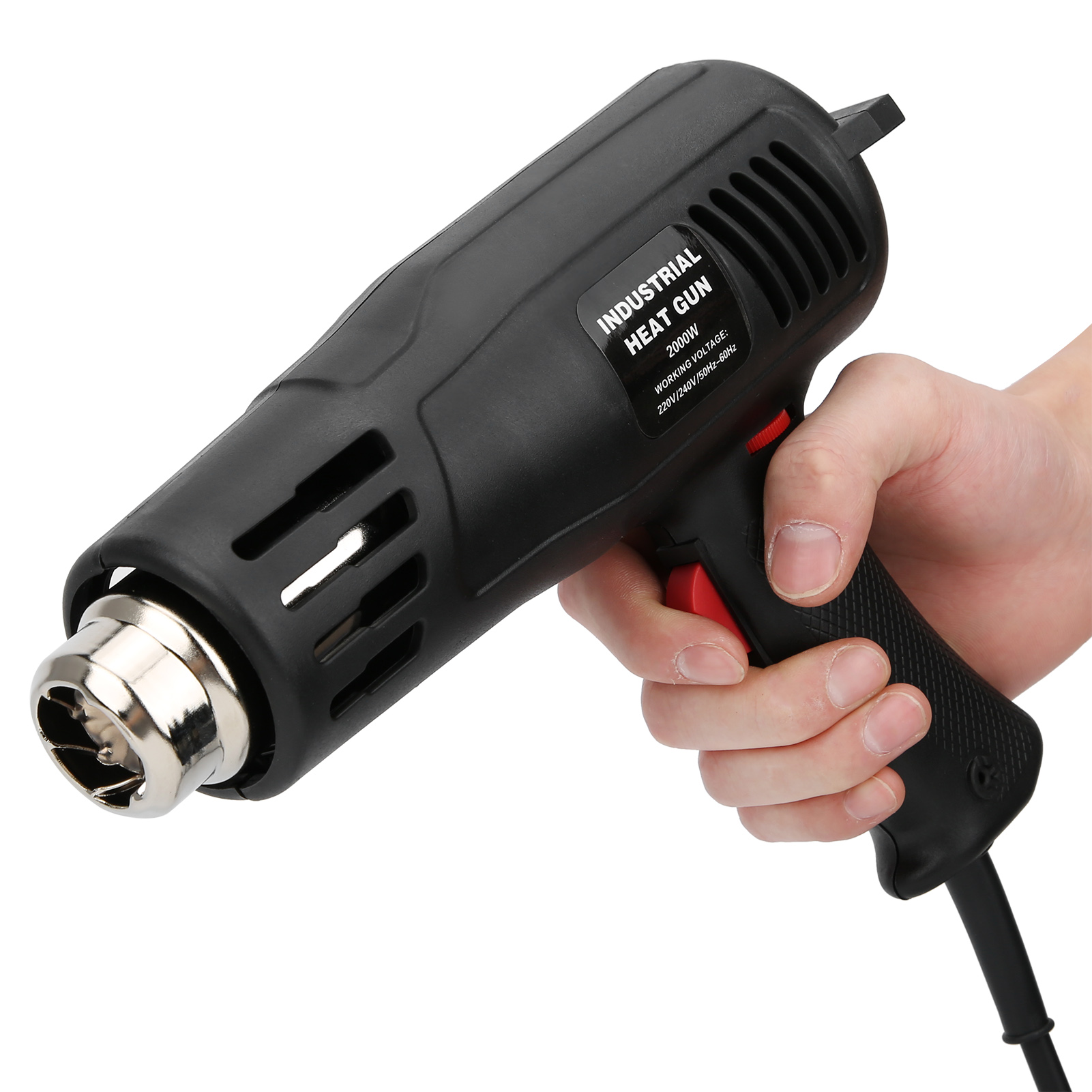 2000w Heißluftpistole Mit Einstellbarer Temperatur Und Düsen, Industriewerkzeug (eu-stecker 250v)