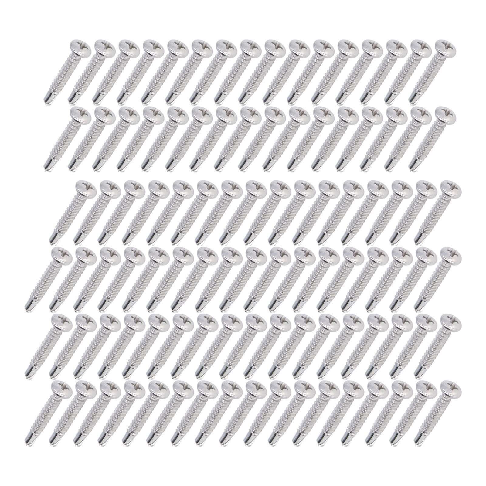 100 Stück Selbstbohrende Schrauben Mit Rundkopf, Edelstahl 304, Befestigungselemente Für Holzarbeiten, M4,2 X 25