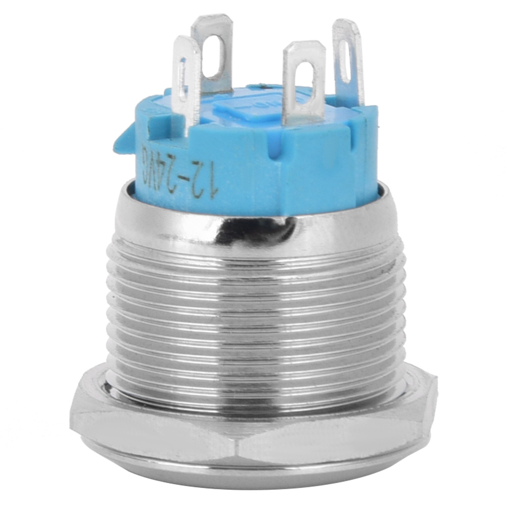 2 Stück Drucktaster, 4-polig, Ip65, Flacher Kopf, Selbstrückstellend, Rund, Ein/aus Mit Grüner Led, 12–24 V Dc