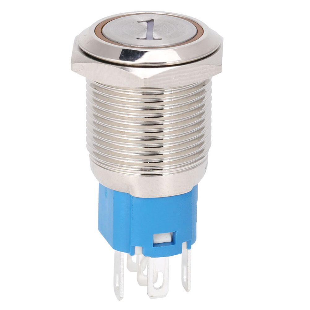 Stück 16 Mm Reset-taster, Flach, Rund, 5-polig, Mit Led Und Ziffernanzeige, Gelb, 220 V Ac