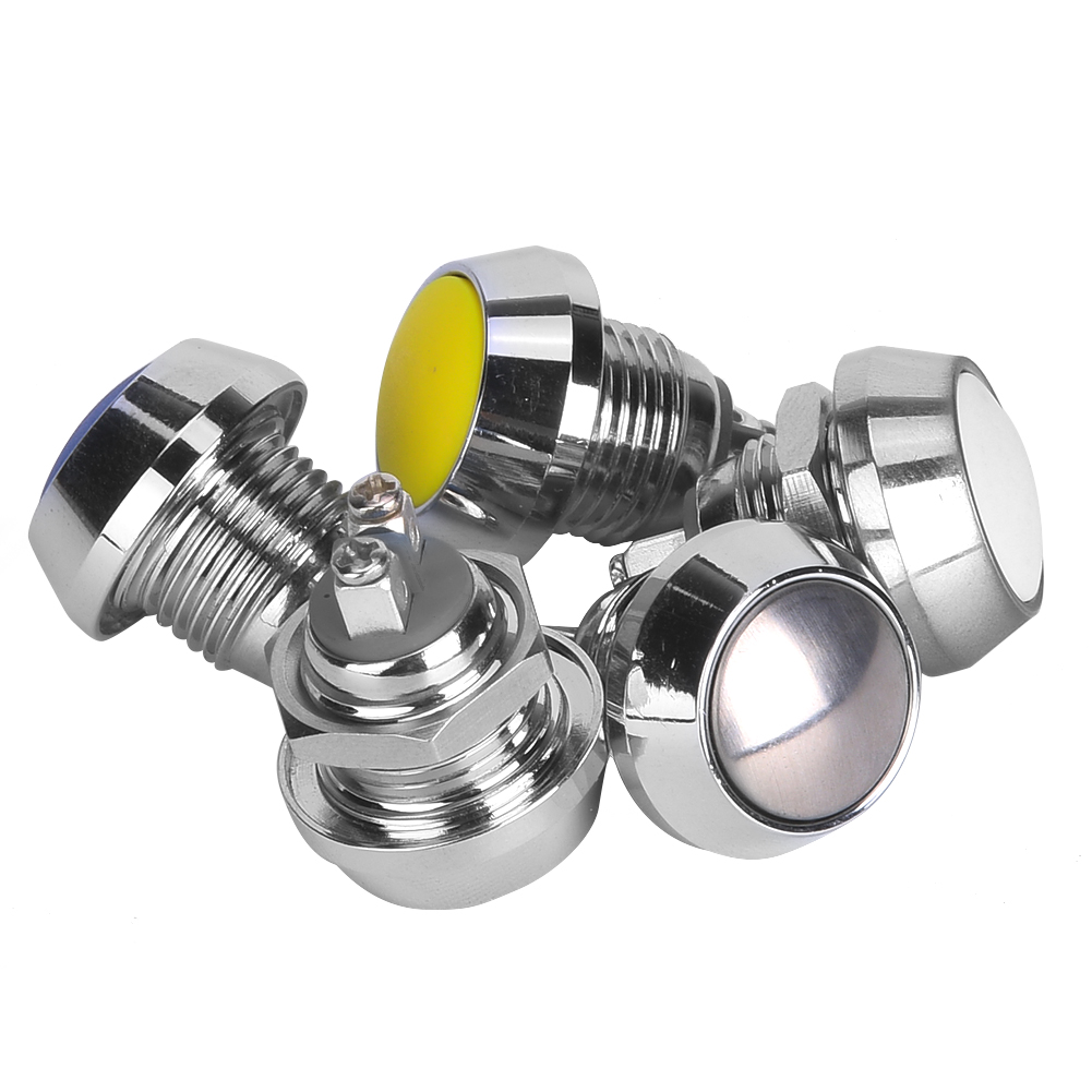 5 Stück Drucktaster Metall 1no 12mm 2a/36vdc Mit 5 Stück Muttern (rot, Gelb, Blau, Weiß, Metallisch)
