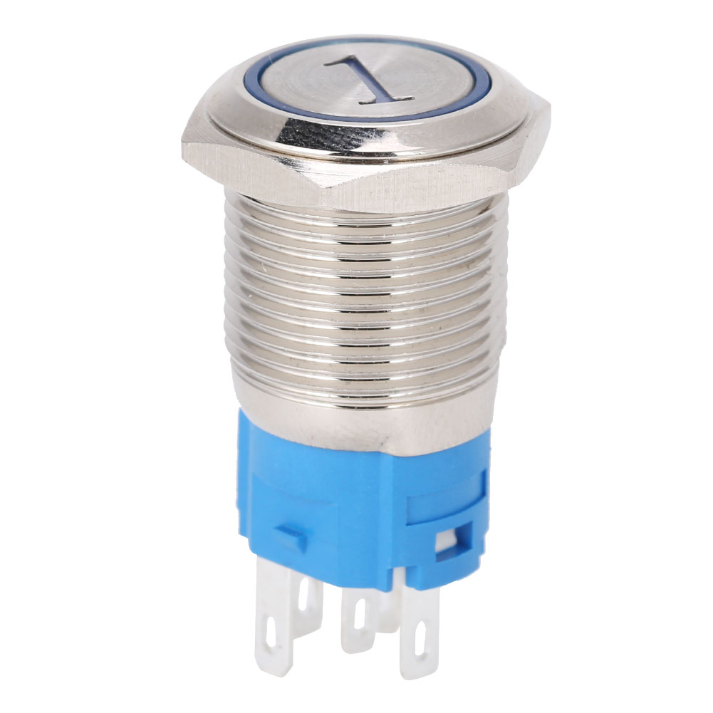 2 Stück 16 Mm Reset-taster, Flach, Rund, 5-polig, Mit Led Und Ziffernanzeige, 1 Blau, 220 V Ac
