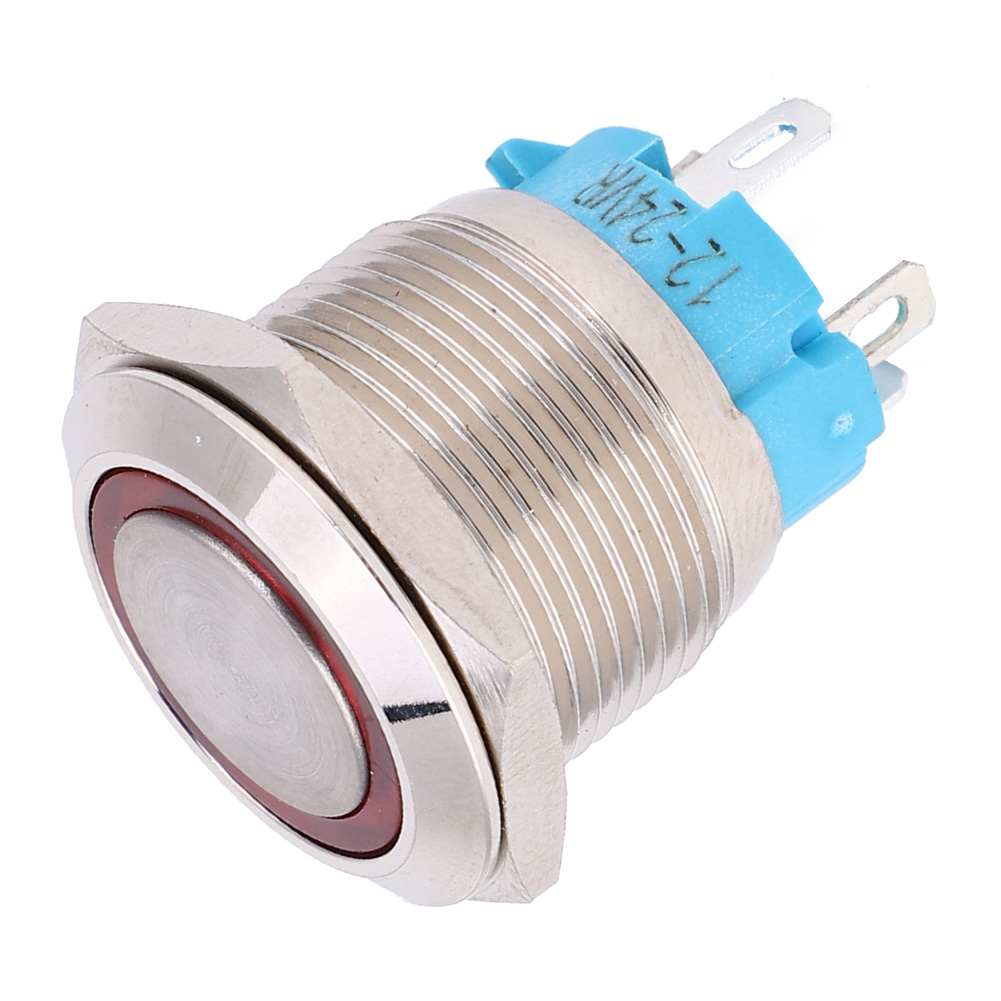 2 Stück 1224vdc 19mm Selbstverriegelnder Drucktaster 1no 4pin Metalltaster (rot)