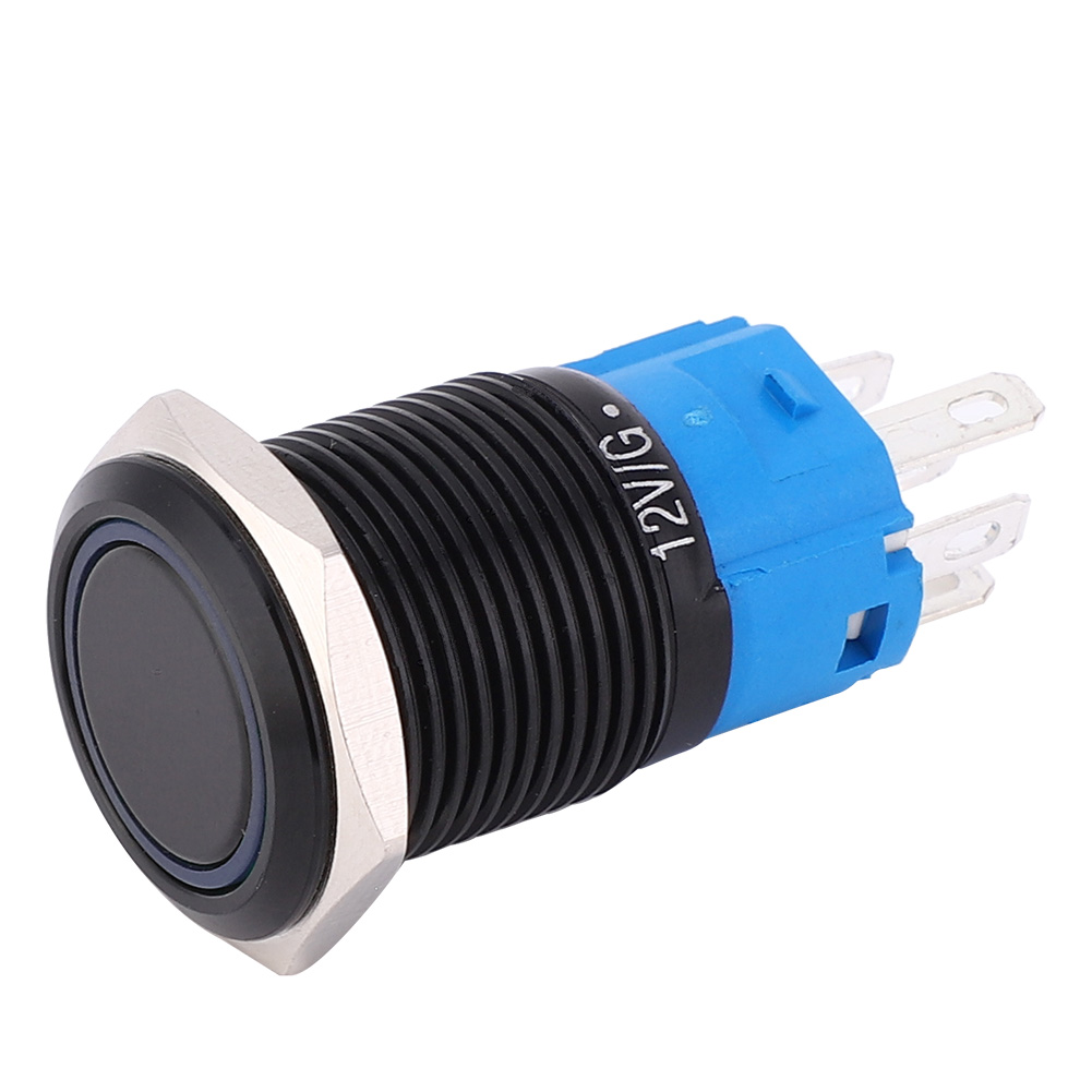 2 Stück 12vdc 16mm Drucktaster 5-polig Selbstverriegelnd Ip65 Wasserdichter Drucktaster Mit Leuchte (weiß)