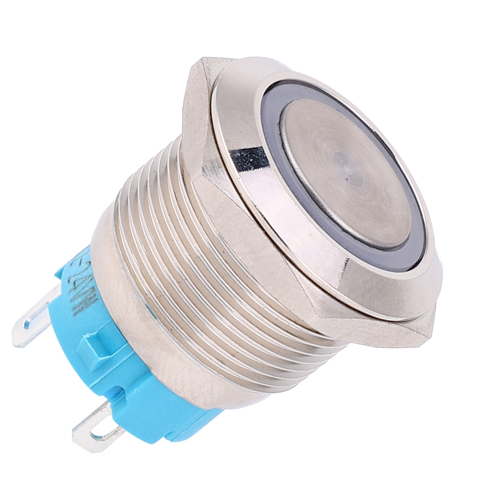 2 Stück 1224vdc 19mm Selbstverriegelnder Drucktaster 1no 4pin Metalltaster (weiß)