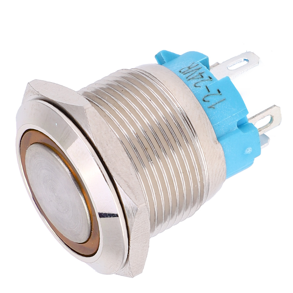 2 Stück 1224vdc 19mm Selbstverriegelnder Drucktaster 1no 4pin Metalltaster (gelb)