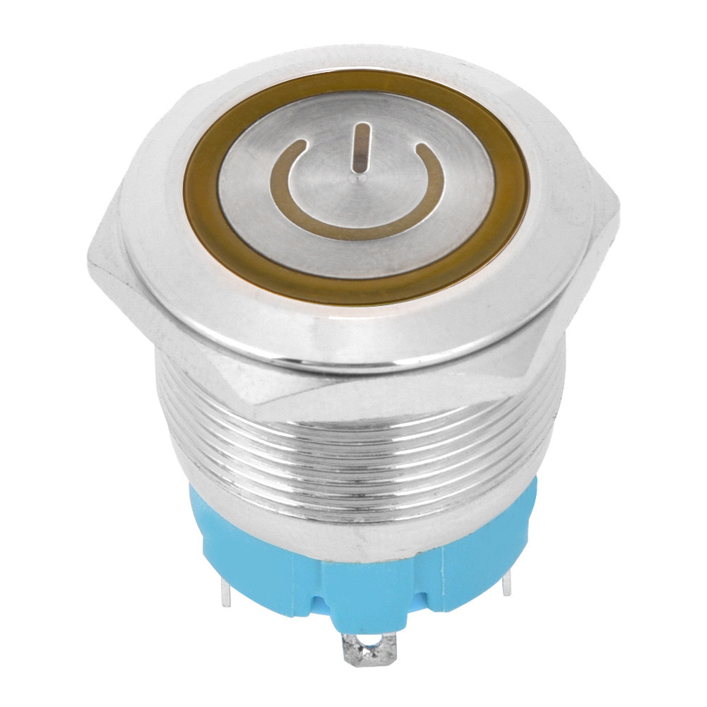 2 Stück 4-polige Drucktaster, 3–6 V Dc, 22 Mm Flachkopf-rundtaster Mit Betriebsanzeige, Gelb