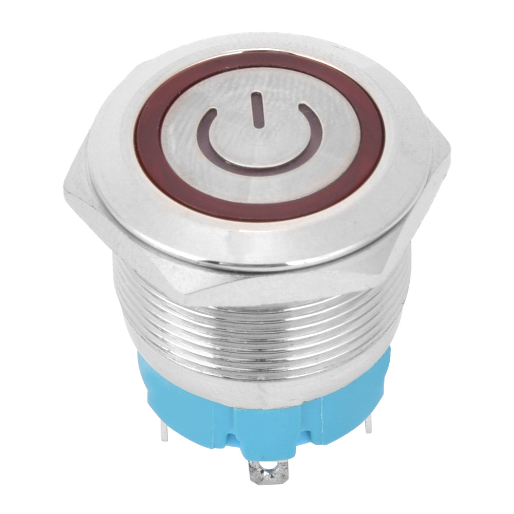 2 Stück 4-polige Drucktaster, 3–6 V Dc, 22 Mm Flachkopf-rundtaster Mit Betriebsanzeige (rot)