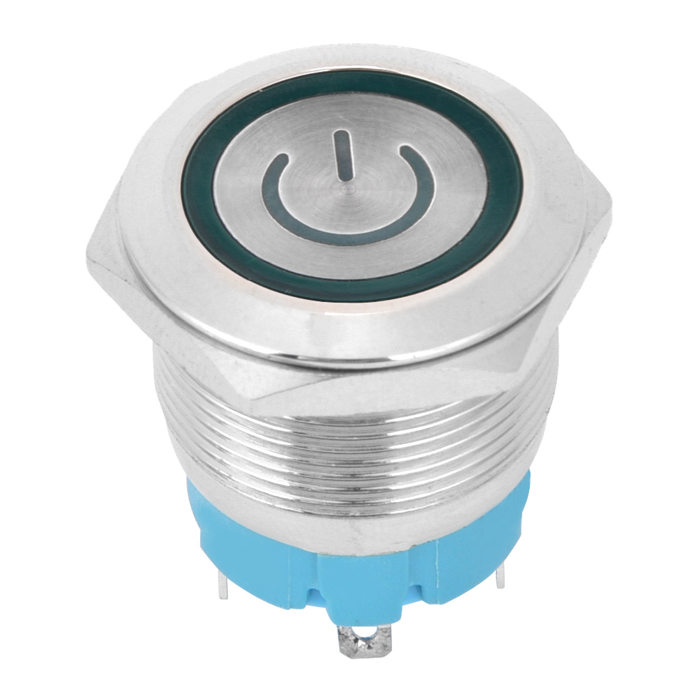 Stück 4-polige Drucktaster, 3–6 V Dc, 22 Mm Flachkopf-rundtaster Mit Betriebsanzeige, Grün