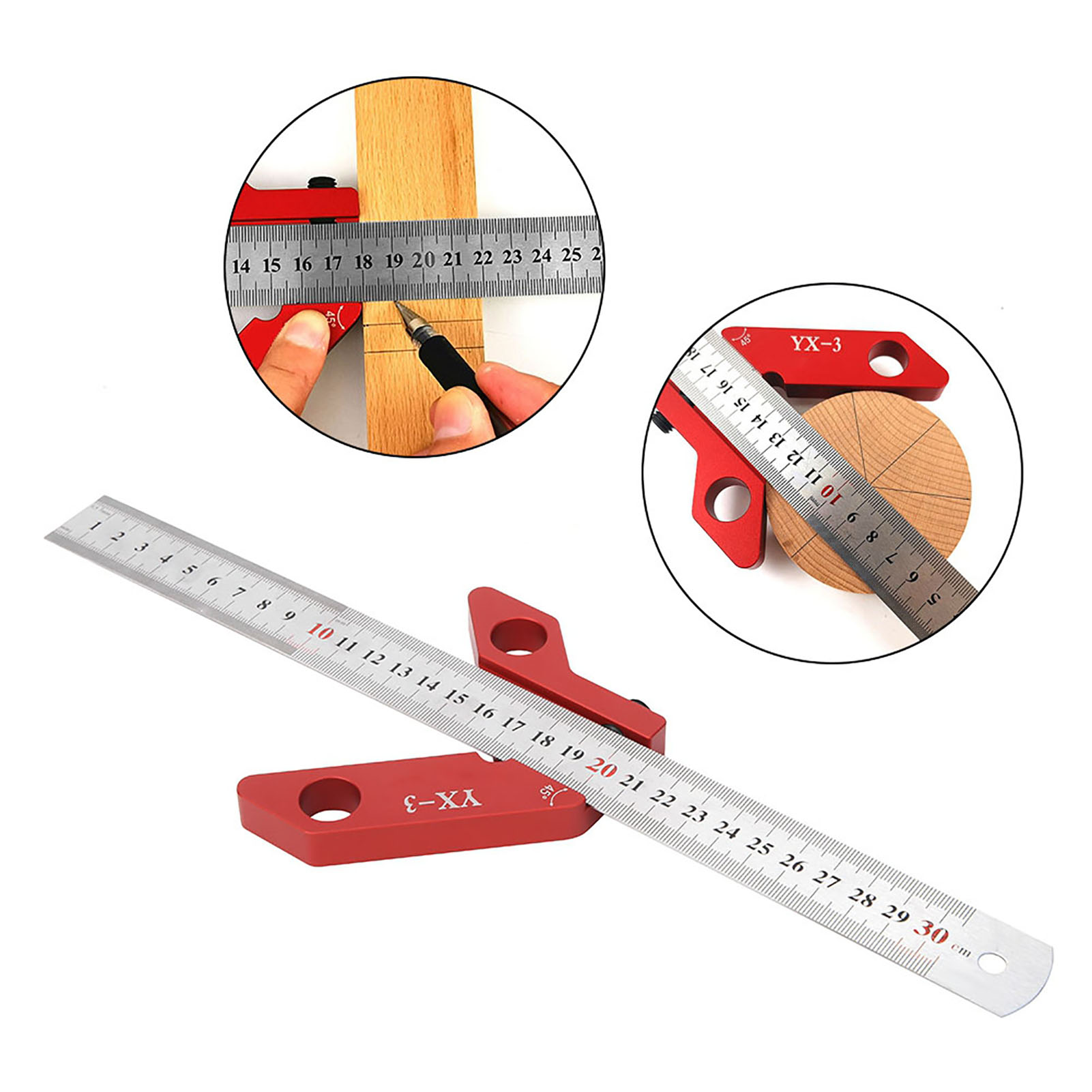 Yx-3 Mittellinienanreißer 45°/90° Winkelmesser Lineal Messwerkzeug