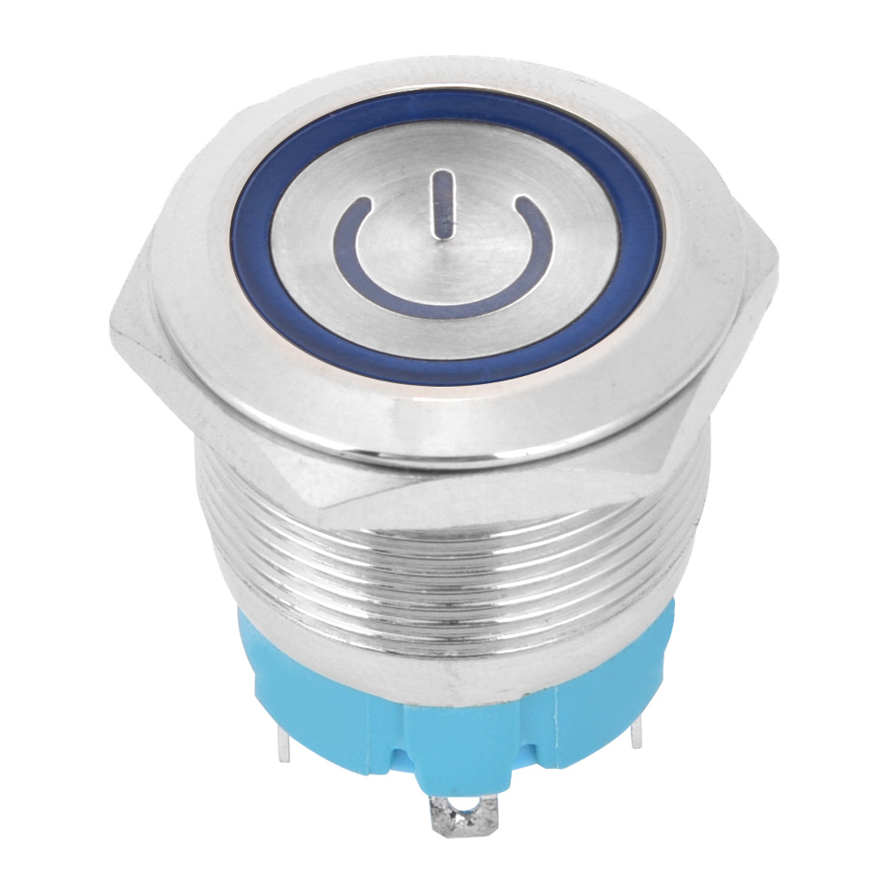 2 Stück Flachkopf-taster Mit Selbstrückstellung, Ip65, 220 V Ac, 22 Mm, 4-polig, Mit Beleuchtung (blau)