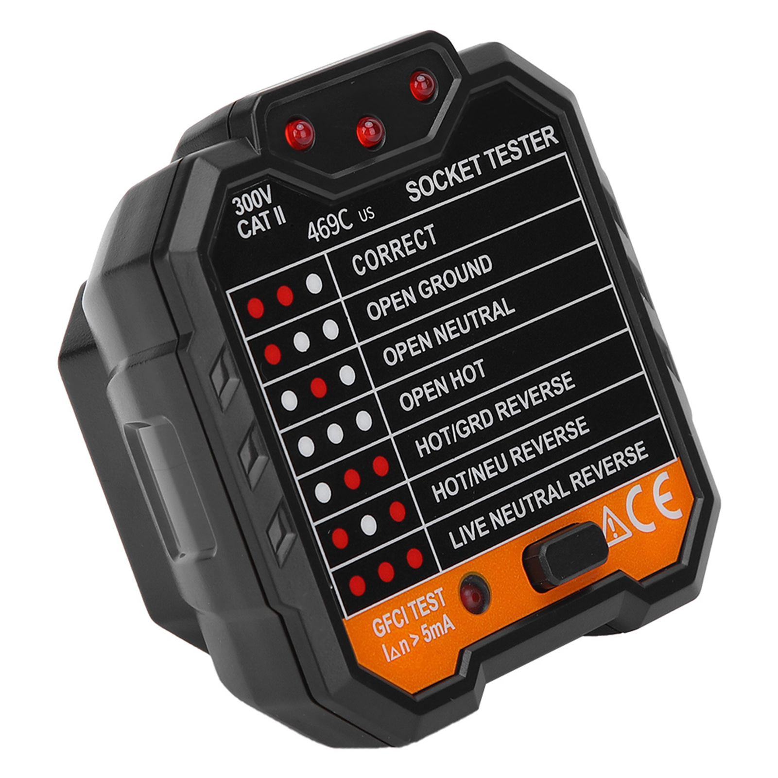 Tragbarer Netzfehlerprüfer Mit Digitaler Anzeige, Steckdosentester 48–250 V, 45–65 Hz, Eu-stecker