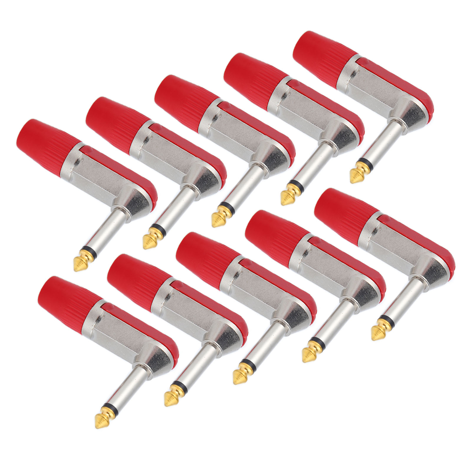 10 Stück 6,35-mm-xlr-audiostecker, Abgewinkelt, Professionell, Langlebig, Korrosionsbeständig, Kopfhöreradapter, Rot