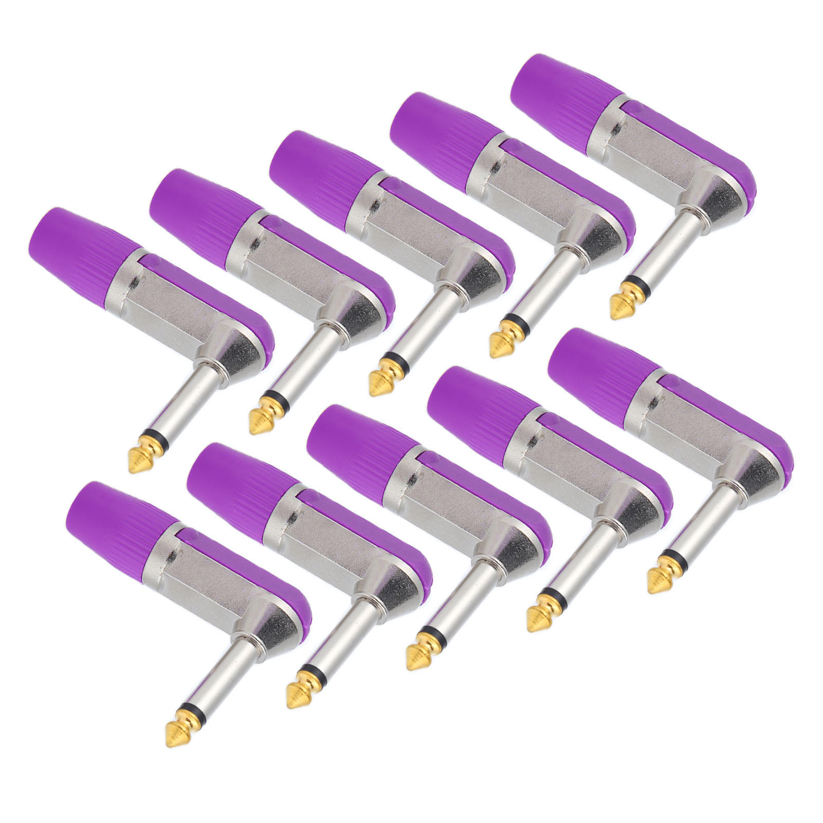 10 Stück 6,35-mm-xlr-audiostecker, Abgewinkelt, Professionell, Langlebig, Korrosionsbeständig, Kopfhöreradapter, Lila