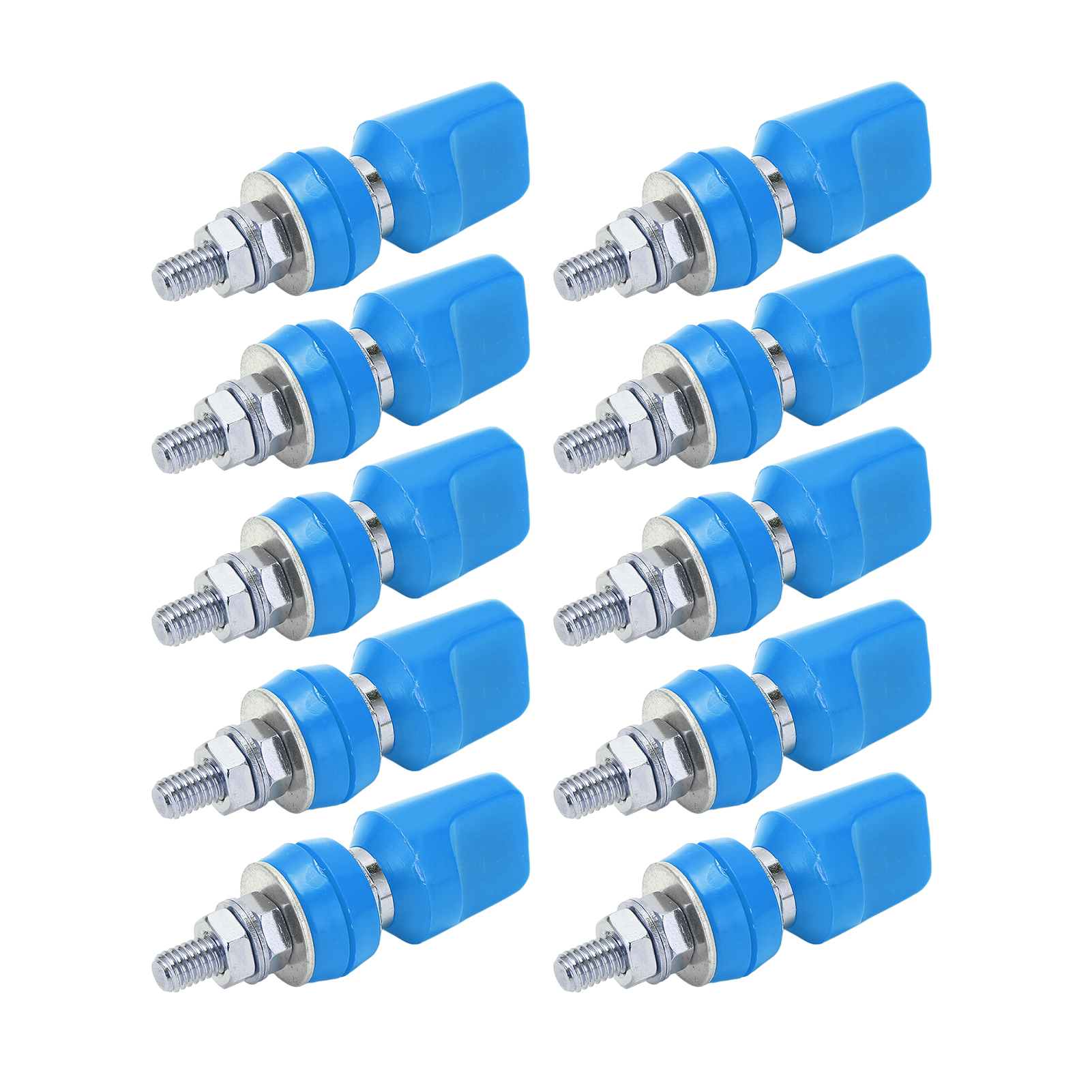 J.50019 (1) Stromanschlussklemme M6 100a, Vernickelte Messing-anschlussklemmen Mit 4-mm-bananenstecker, Blau