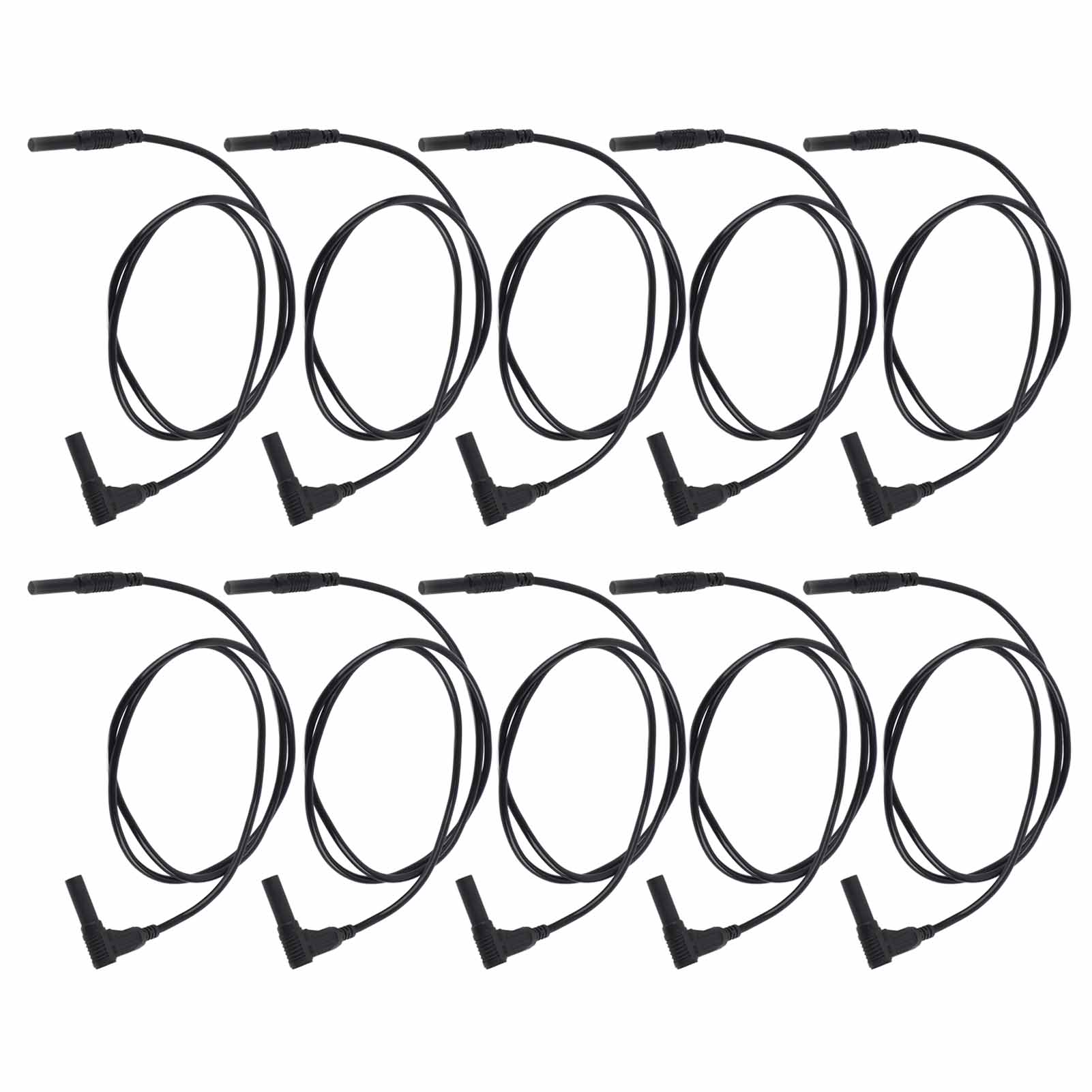 10er-set Bananenstecker-prüfleitungen, Gerade Auf Drehbar, Stecker Auf Stecker, Teleskopierbar, Schutz, J.70026, 4 Mm, Schwarz