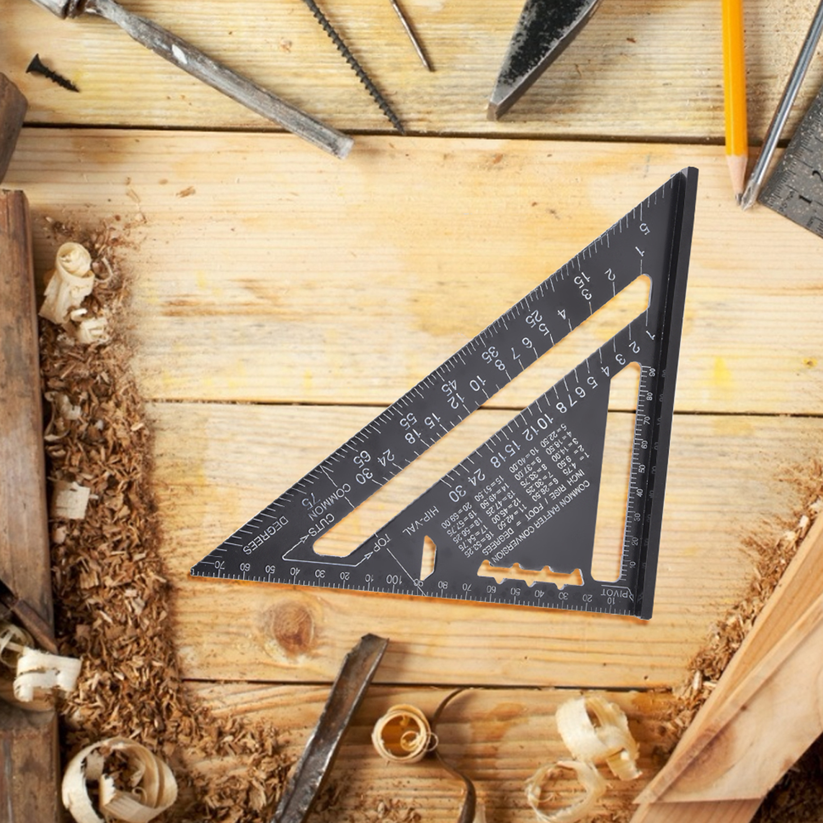 Schwarzes Dreiecklineal Aus Aluminium Für Holzbearbeitung, Rechtwinkliges Lineal, Winkelmesser 0–7 Zoll, 90°