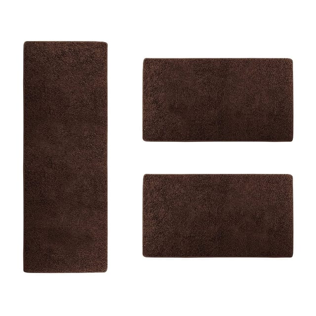Karat - Bettumrandung Barcelona Dunkelbraun 1 Läufer 67 x 250 cm + 2 Brücken 67 x 140 cm