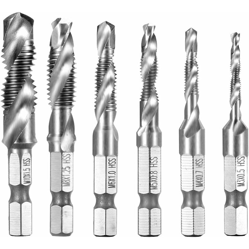 Set Mit 6 Hss-sechskantbohrern, Gewindebohrer M3-m10 – Silberhohe Qualität, Die Ideale Wahl Für Familien.