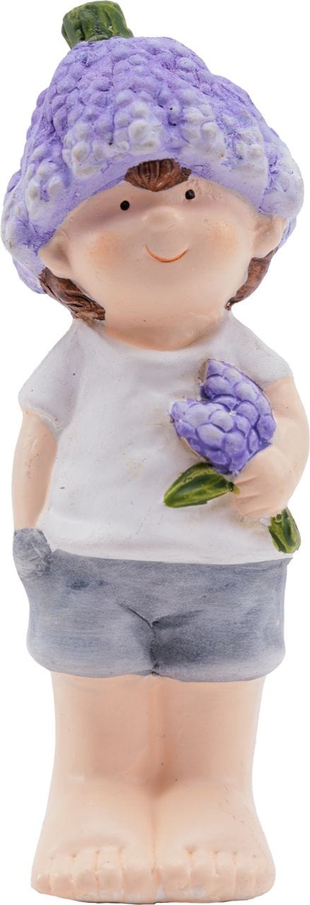 Dekofigur Junge Keramik 15 cm weiß lila Gartenfiguren - Trendline