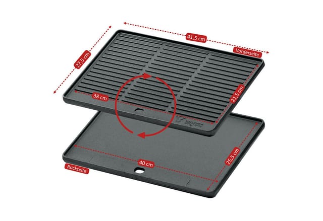 Bbq-toro - Gusseisen Grillplatte 41,5 x 27,5 cm Wendeplatte, preseasoned