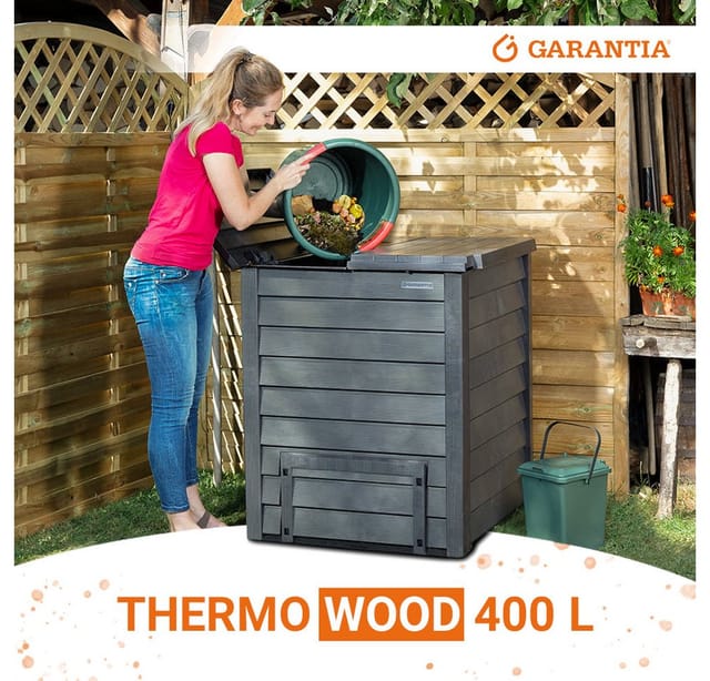 Garantia - thermo-wood Komposter 400 Liter inkl. Bodengitter anthrazit-braun