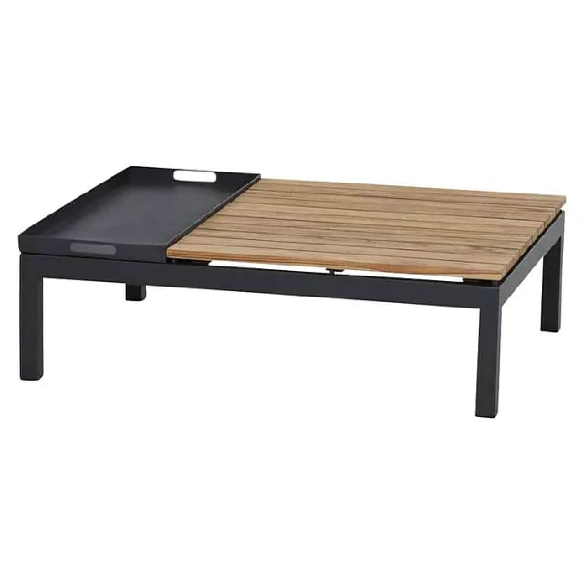 Siena Garden - Alvida Loungetisch mit Tablett Gestell aus Aluminium in matt anthrazit, Tischplatte aus Teakholz fsc® 100% in natur