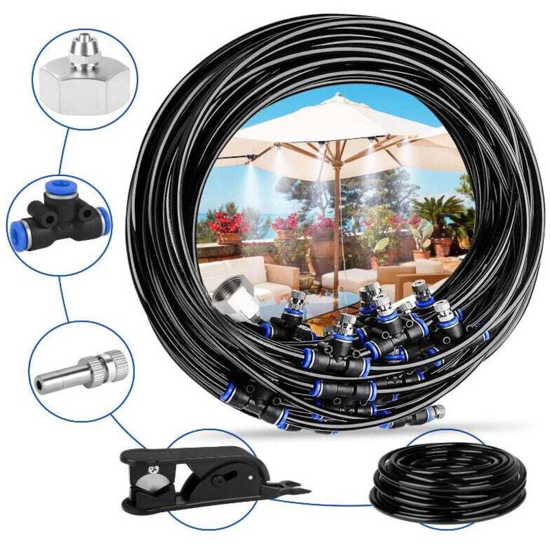 Jiajia Ai-terrassen-nebelsystem 20 M Mit 20 Düsen – Uv-beständiger Pe-schlauch, Kühlt Um 20 °c