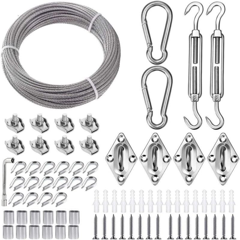 Jiajia Ai-edelstahl-spannseil-set 15 M/3 Mm Mit Spannern – M5-seilspanner Für Kletterpflanzen, Wäscheleine & Sonnensegel