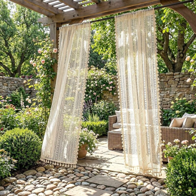 Jiajia Ai-2x Boho-außenvorhänge – Leichte, Atmungsaktive Deko-vorhänge Für Garten & Balkon, 1,48x2,13 M