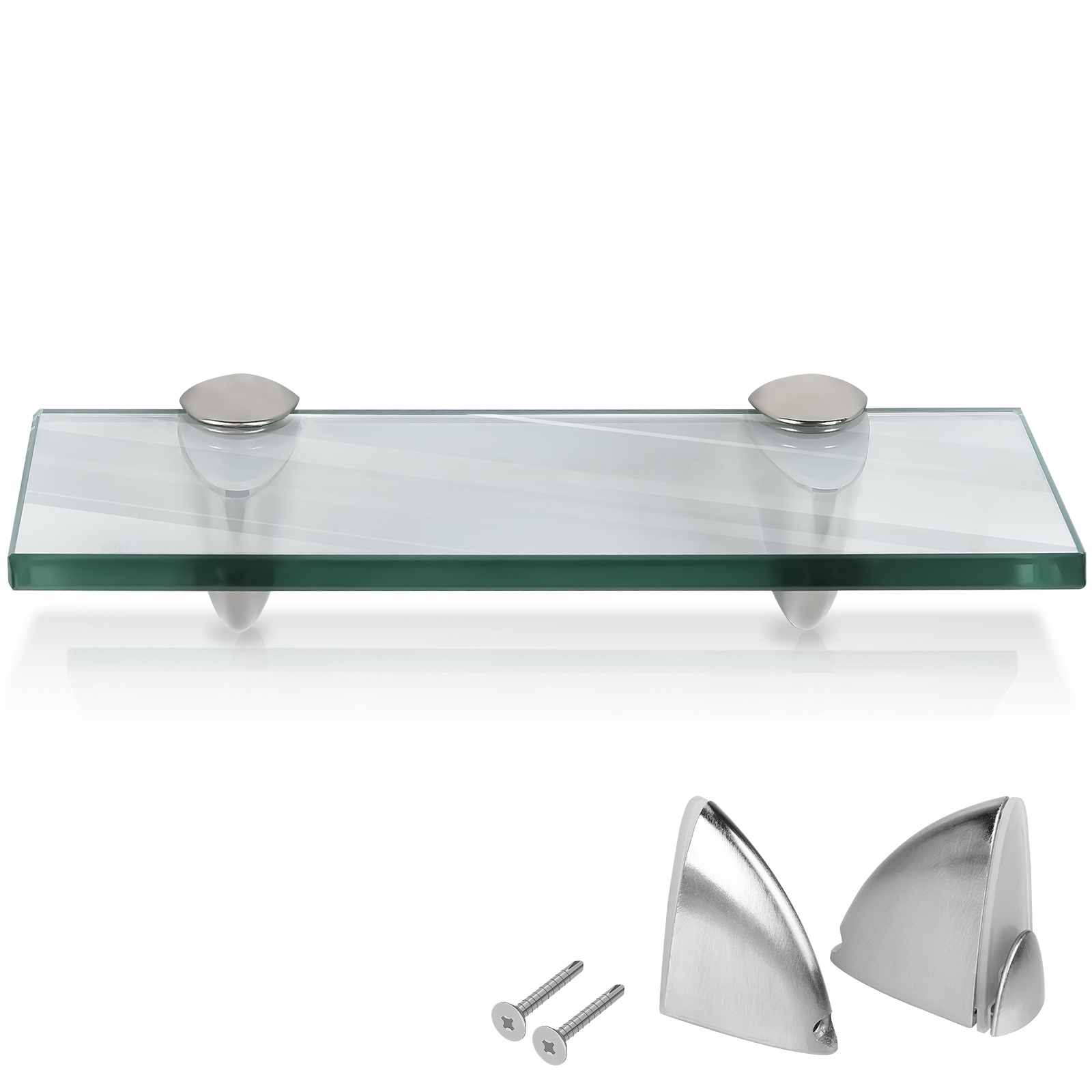 Jiubiaz Glasregal Wandregal 20 X 10 X 0,8 Cm, Klarglas Glasboden Mit Halterungen, Badregal Ablage Hängeregal Für Bad, Küche & Wohnzimmer