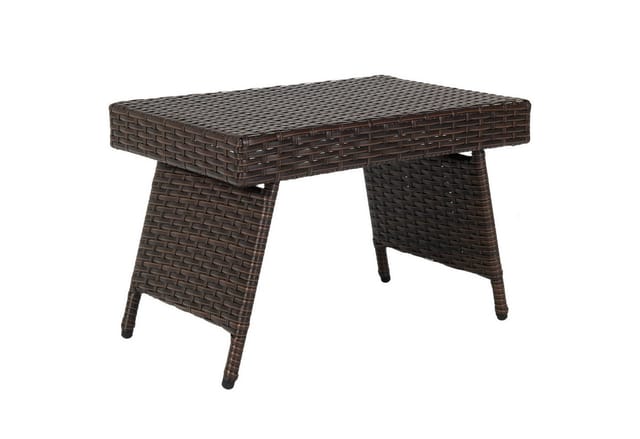 Rattantisch Klappbar, Beistelltisch Polyrattan Gartentisch, Bistrotisch Kaffeetisch 60x40x40 Cm, Balkontisch Teetisch Betttisch Für Garten Wohnzimmmer Balkon, Braun Mit Pvc-platte - Costway