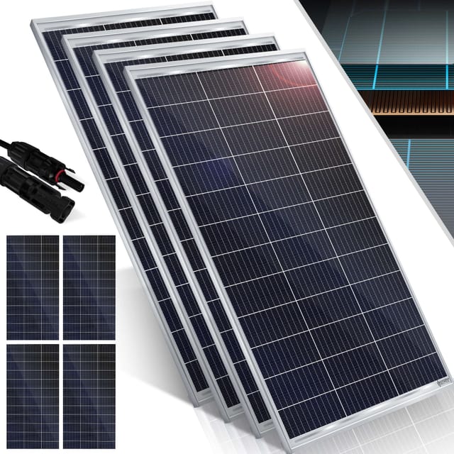 Kesser - Solarpanel Monokristallin, Solarmodul, Solarpanel - 18 V Für 12 V Batterien, Photovoltaik - Solarzelle, Solaranlage, Pv-anlage, Solar Für Wohnwagen, 4er Set - 165 Watt
