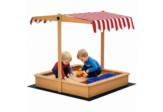 Outsunny - Sandkasten Sandkiste Holz Bodenloses Design Matsch-Bereich für Kinder 3-7 Jahre Sandkasten mit Abdeckung Dach für Garten Terrasse Strand