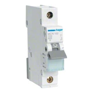 Hager LS-Schalter 1polig 6kA C-2A 1M MCN102