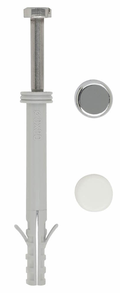 Index - wc- und Bidet-Befestigungsset / Beutel mit 2 langen Dübeln, A2-Edelstahlschrauben mit Kopfabdeckung. M6 x 80